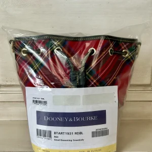 NWT Dooney & Bourke Tartan Small Drawstring Crossbody Red