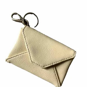 Faux Leather Coin Purse Yellow Small Key Ring Clasp Snap Closure Pocket EUC