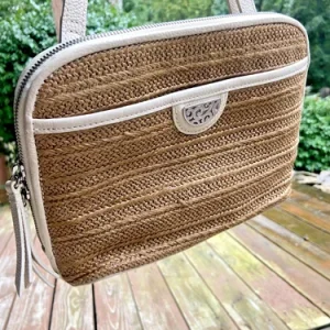 BRIGHTON Pretty Tough White Wheat Jojo Domed Crossbody Shoulder Purse Organizer