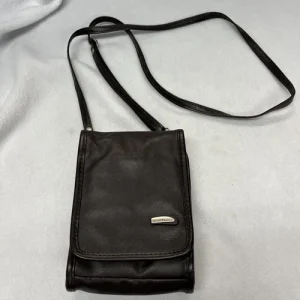 TRAVELON Brown Small Leather Crossbody Belt Bag Travel Card Pockets RFID 7”X4.5”